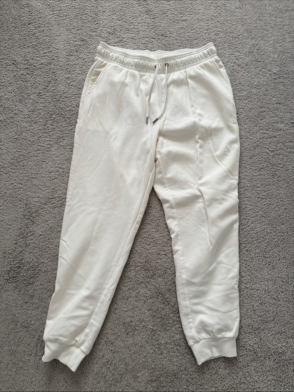 Women’sWhite Drawstring Jogger Pants - Casual Comfort